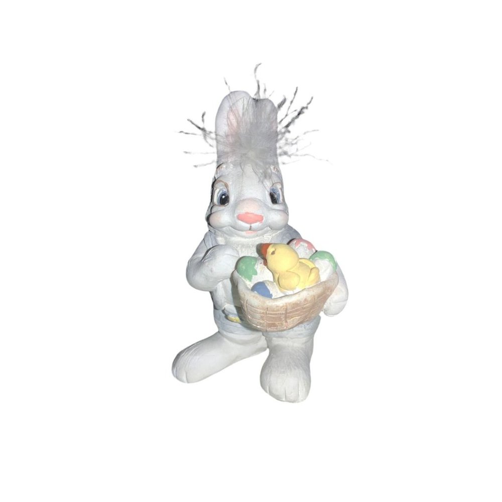 EASTER  Bunny Rabbit with Easter Basket Eggs & Duck
